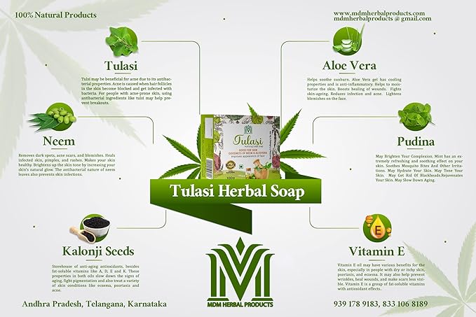 Tulasi Purifying Herbal Soap 100g | Pack of 6