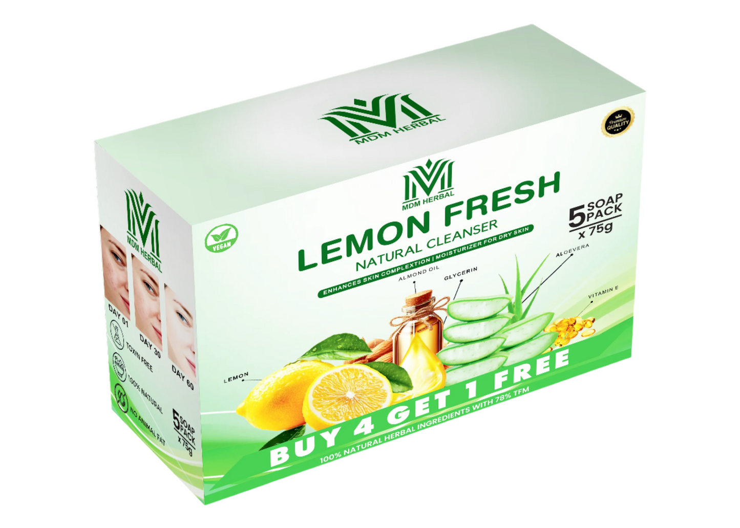 Lemon herbal soap | Pack of 5 | Buy 4 get 1 free
