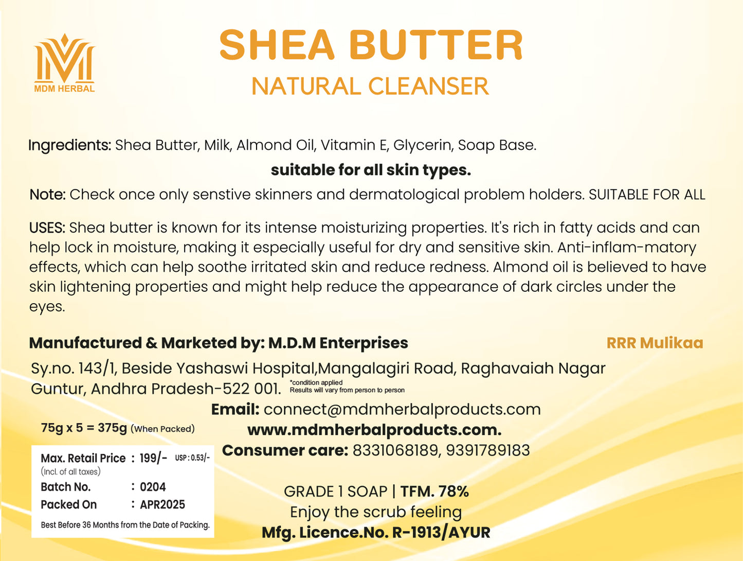 Sheabutter Herbal Soap | Pack of 5 | Buy 4 Get 1 free