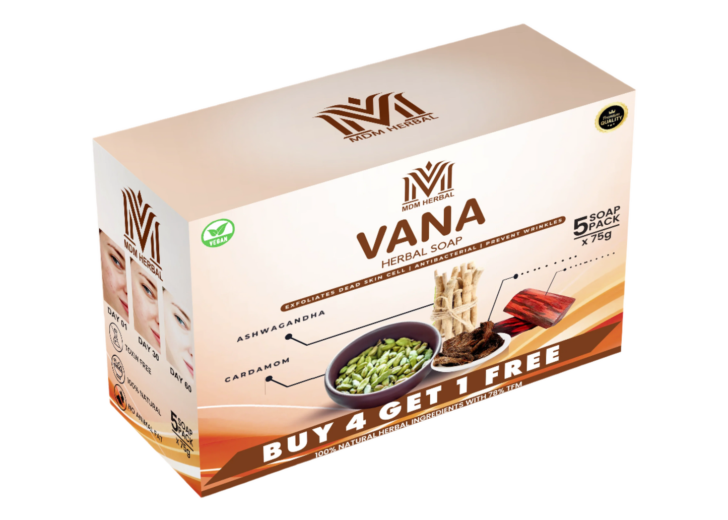 Vana Herbal Soap | Pack of 5 | Buy 4 + Get 1