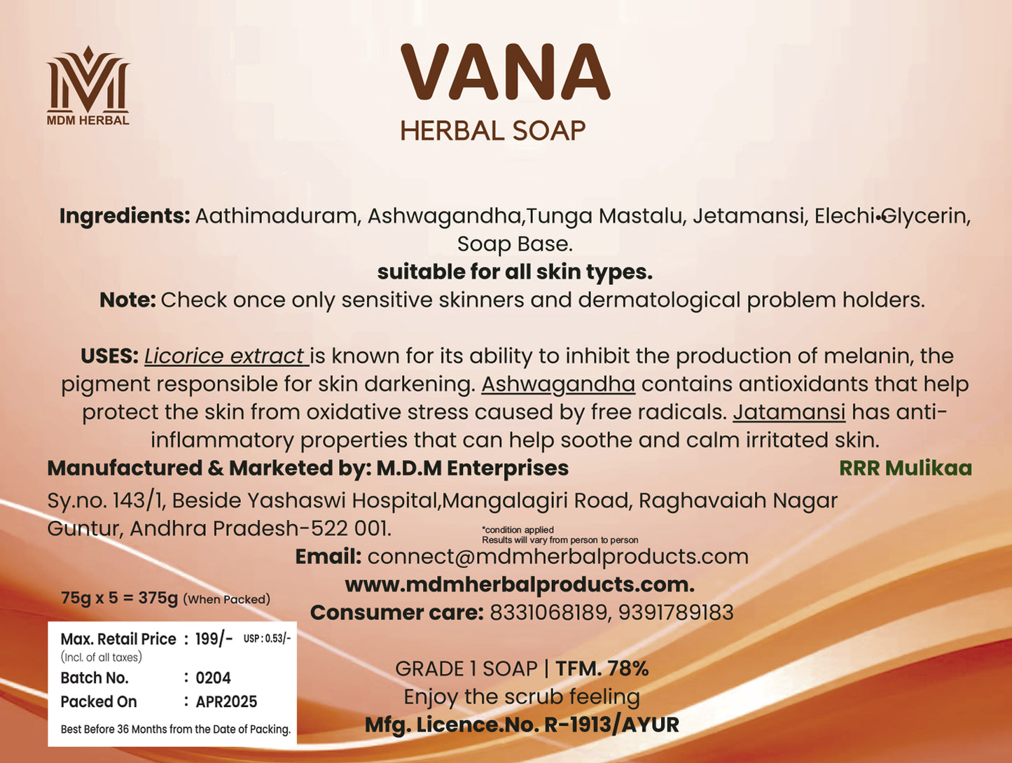 Vana Herbal Soap | Pack of 5 | Buy 4 + Get 1