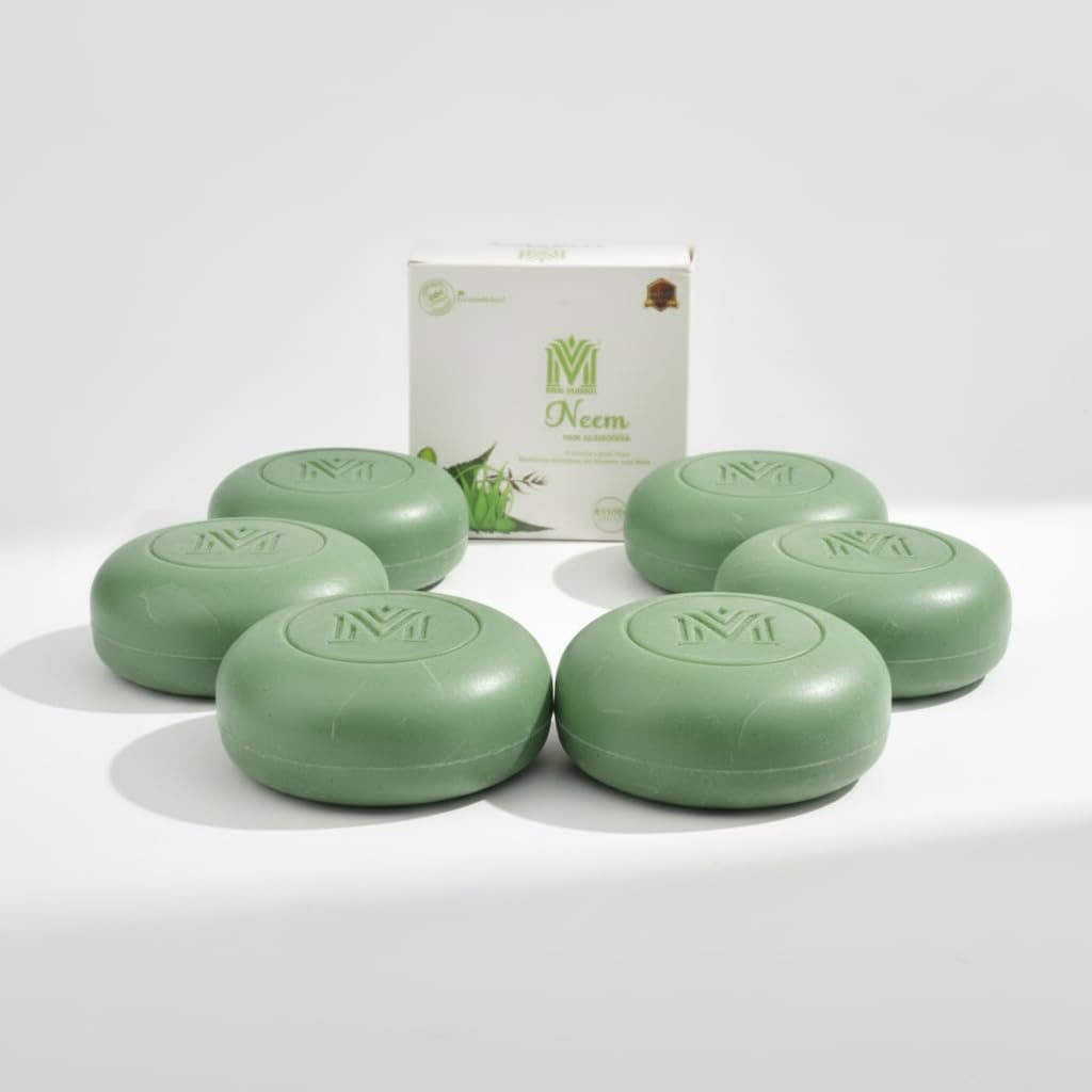 MDM Herbal Neem with Aloevera Soap – 100g x 6 (Super Saver Pack – 600g) | Deep Purifying Vegan Ayurvedic Soap | For Clear, Glowing Skin