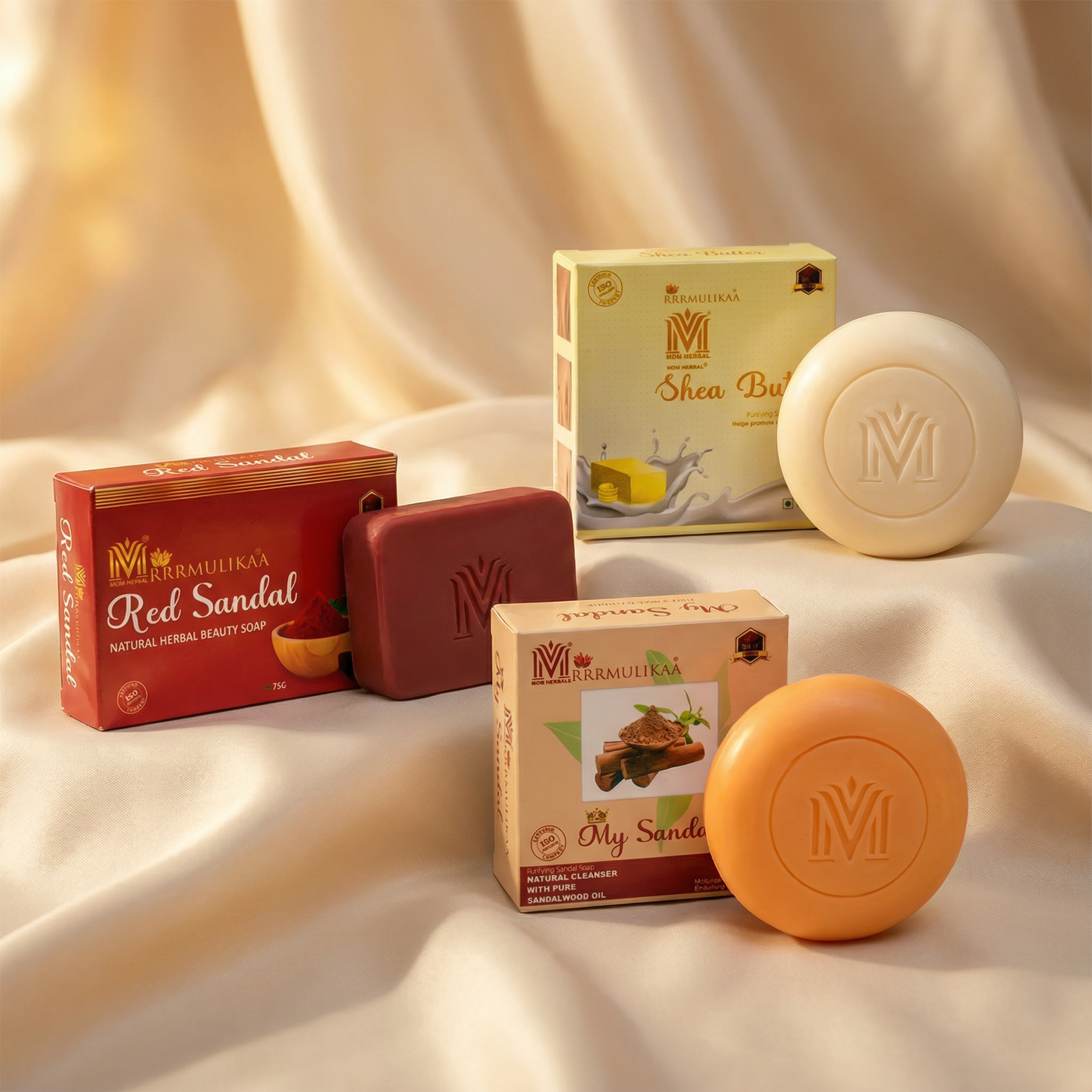 MOISTURE & NOURISHING CARE COMBO – Your Skin’s Daily Dose of Comfort (6 Soaps) - Sheabutter Soap x 2 | My Sandal Soap x 2 | Red Sandal Soap x 2