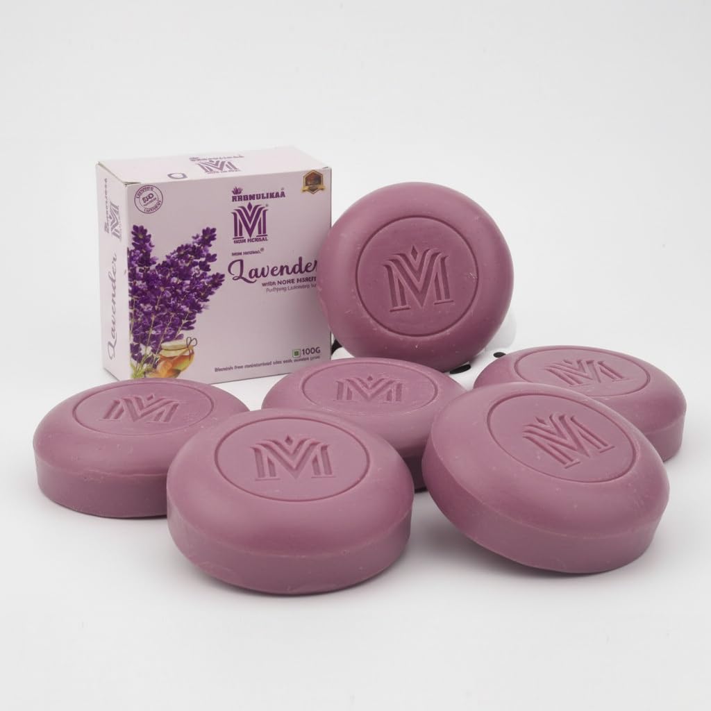 MDM Herbal Lavender with Honey Drops Soap – 100g x 6 (600g Total) | Herbal Soap for Moisturized, Blemish-Free Skin | 100% Vegan & Natural Glow