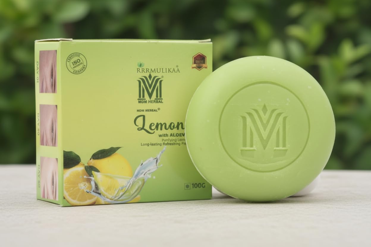 MDM Herbal Lemon with Aloe Vera Soap – 100g x 6 (600g Total) | Refreshing Herbal Soap with Deep Cleansing & Skin Nourishment | Long-Lasting Citrus Freshness