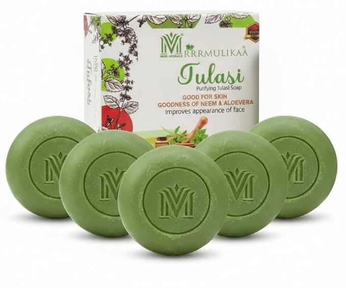 MDM Herbal Tulasi Purifying Soap – 100g x 5 (Super Saver Pack) | Neem & Aloe Vera | Clears Skin, Reduces Marks | 100% Natural Ayurvedic Bath Bar