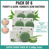 MDM Herbal Neem with Aloevera Soap – 100g x 6 (Super Saver Pack – 600g) | Deep Purifying Vegan Ayurvedic Soap | For Clear, Glowing Skin