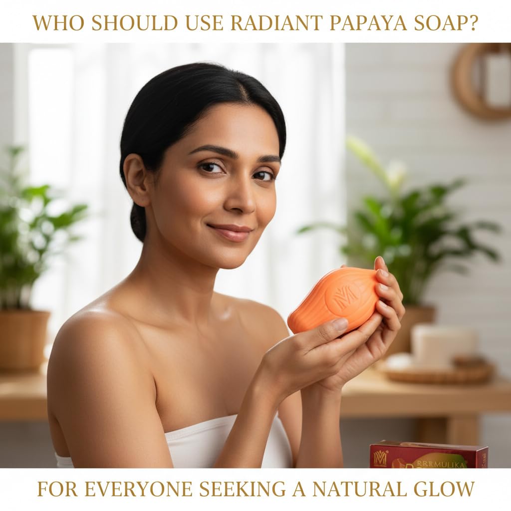 MDM Herbal Papaya Natural Soap – 125g x 5 (625g Total) | Ayurvedic Soap for Skin Brightening & Gentle Exfoliation | With Papaya Extract