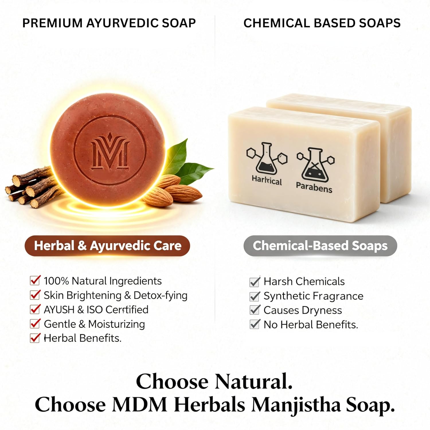 MDM Herbal Manjistha Soap – 100g x 5 (Super Saver Pack – 500g) | Anti-Aging Herbal Bath Bar | Reduces Wrinkles, Fine Lines & Dark Spots