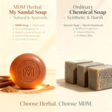 MDM Herbal My Sandal Soap – 150g x 3 (Super Saver Pack – 450g) | Detoxifies Skin | Controls Oiliness | Reduces Acne | Ayurvedic 78% TFM Soap