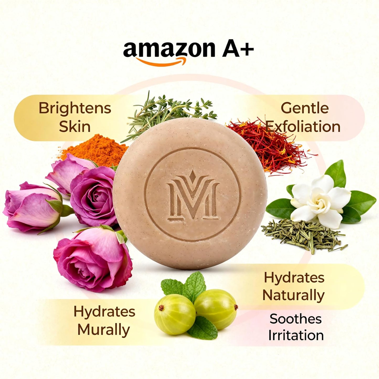 MDM Herbal My Saffron Beauty Soap – 100g x 5 (Super Saver Pack) | Brightens Skin Tone | Reduces Blemishes | 100% Natural Ayurvedic Soap