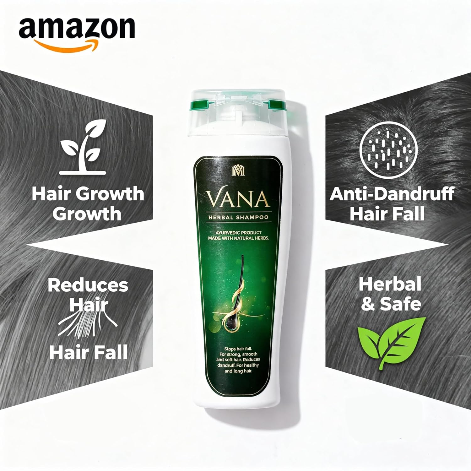 MDM Herbal VANA Shampoo – 300ml | Super Saver Pack | Prevents Dandruff, Treats Scalp Issues, Boosts Hair Growth