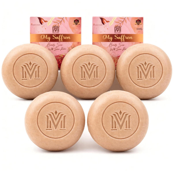 MDM Herbal My Saffron Beauty Soap – 100g x 5 (Super Saver Pack) | Brightens Skin Tone | Reduces Blemishes | 100% Natural Ayurvedic Soap