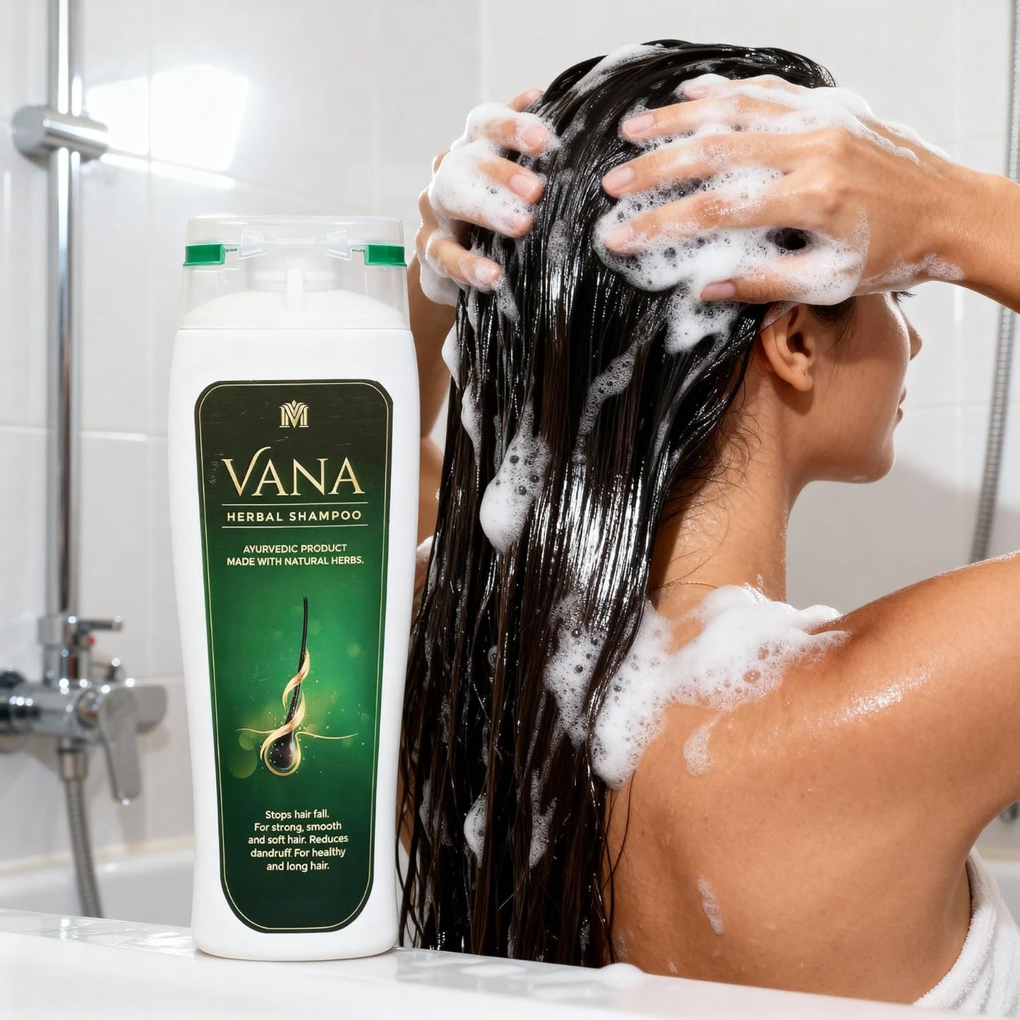 MDM Herbal VANA Ayurvedic Shampoo – 200ml | Natural Anti-Dandruff Shampoo for Hair Fall Control & Scalp Health