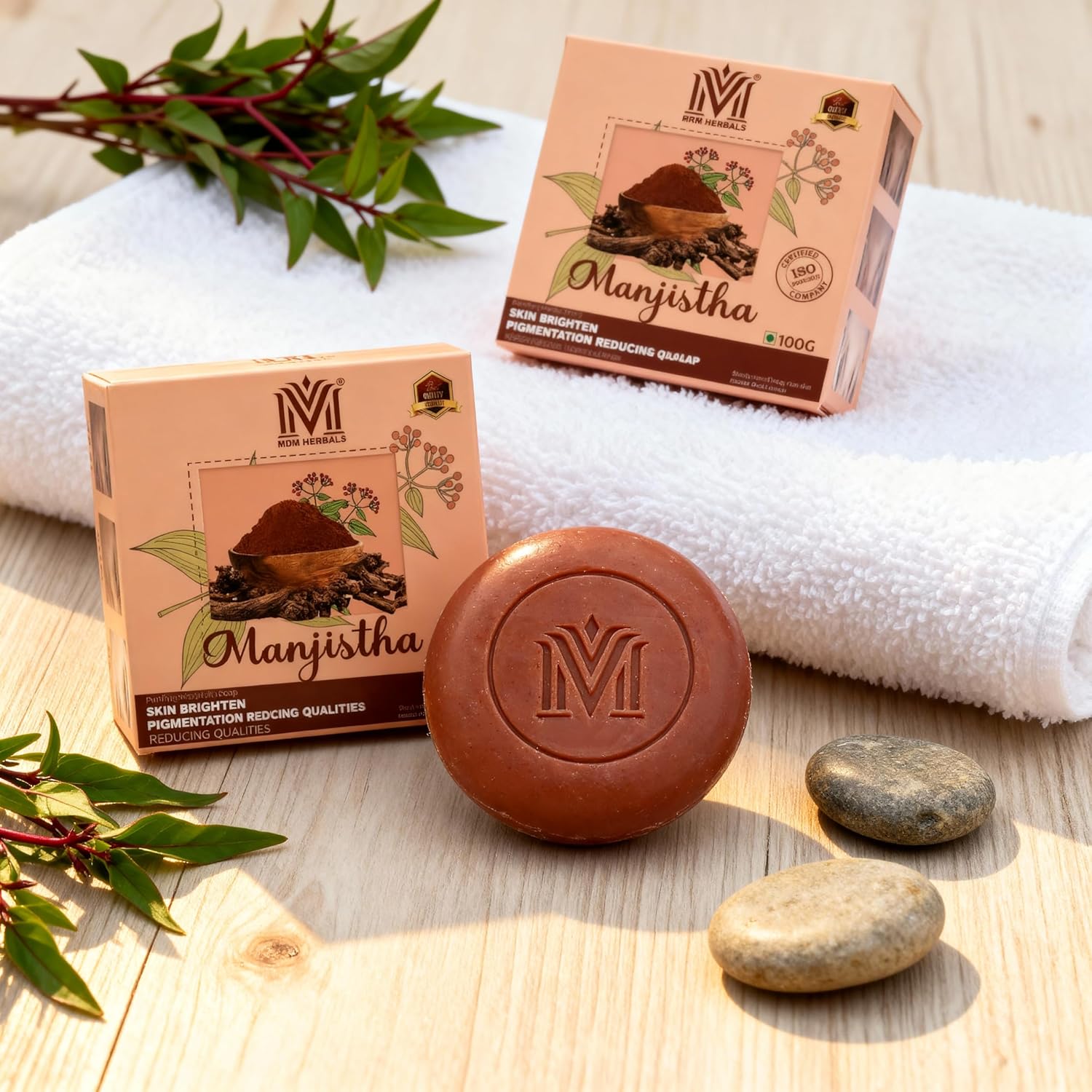 MDM Herbal Manjistha Soap – 100g x 5 (Super Saver Pack – 500g) | Anti-Aging Herbal Bath Bar | Reduces Wrinkles, Fine Lines & Dark Spots