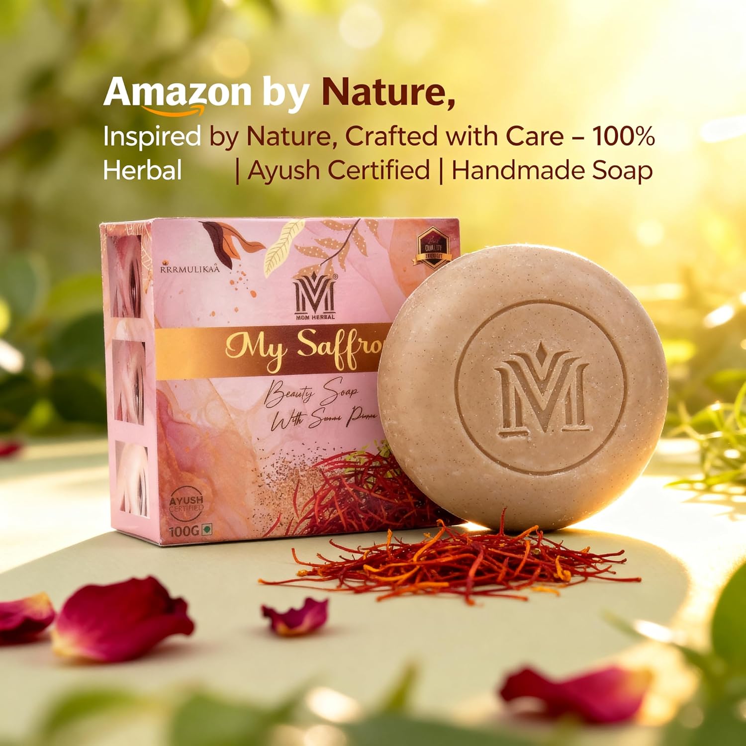 MDM Herbal My Saffron Beauty Soap – 100g x 5 (Super Saver Pack) | Brightens Skin Tone | Reduces Blemishes | 100% Natural Ayurvedic Soap