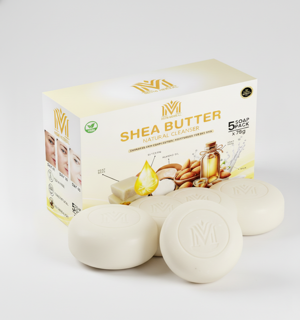MDM Herbal Shea Butter with Milk Soap – 100g x 6 (600g Total) | Ayurvedic Moisturizing Soap for Soft, Nourished Skin | 100% Pure, Vegan & Natural