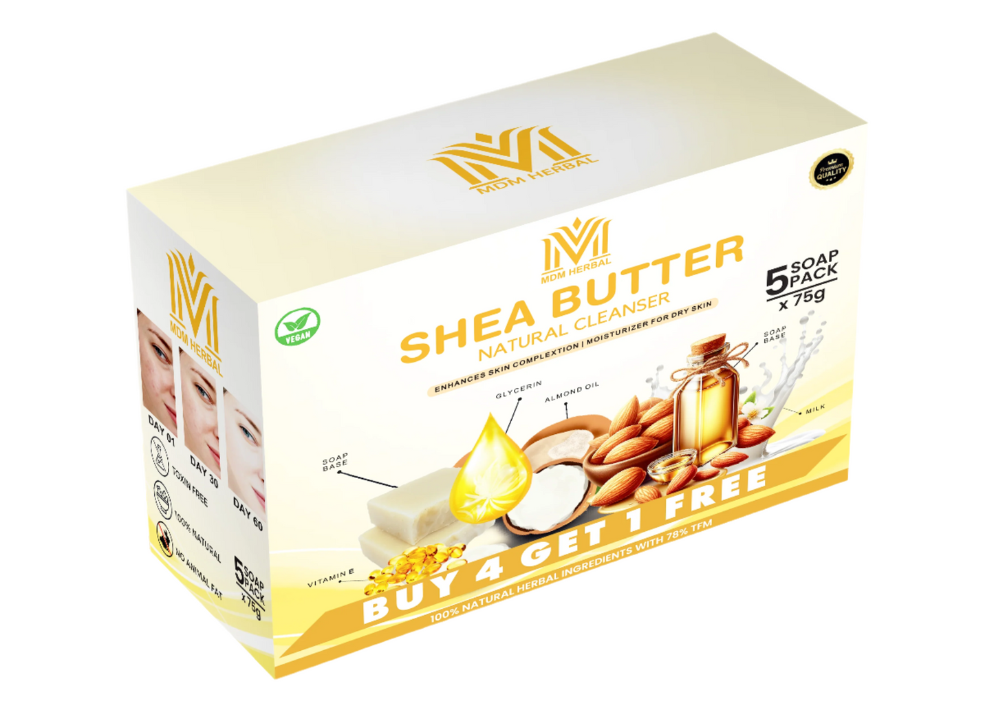 Sheabutter Herbal Soap | Pack of 5 | Buy 4 Get 1 free