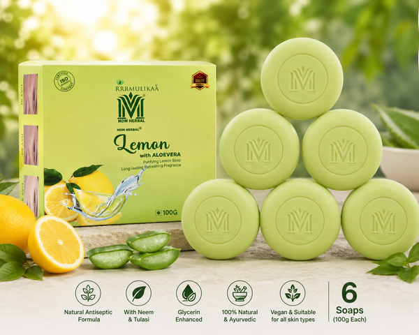 MDM Herbal Lemon with Aloe Vera Soap – 100g x 6 (600g Total) | Refreshing Herbal Soap with Deep Cleansing & Skin Nourishment | Long-Lasting Citrus Freshness
