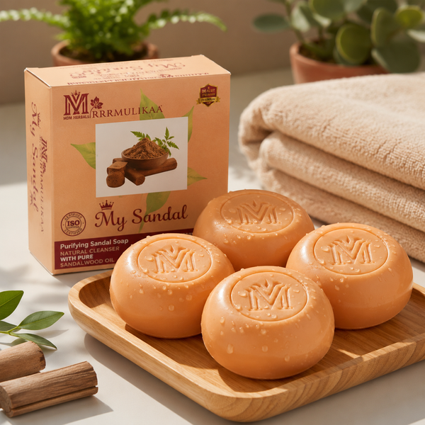 Herbal My Sandal Soap 100g | Super Saver Pack Of 4 (4x100g) | Detoxify Your Skin, Balance Oiliness And Reduce Acne Breakouts | Its Antibacterial Properties Helps Acne Control |