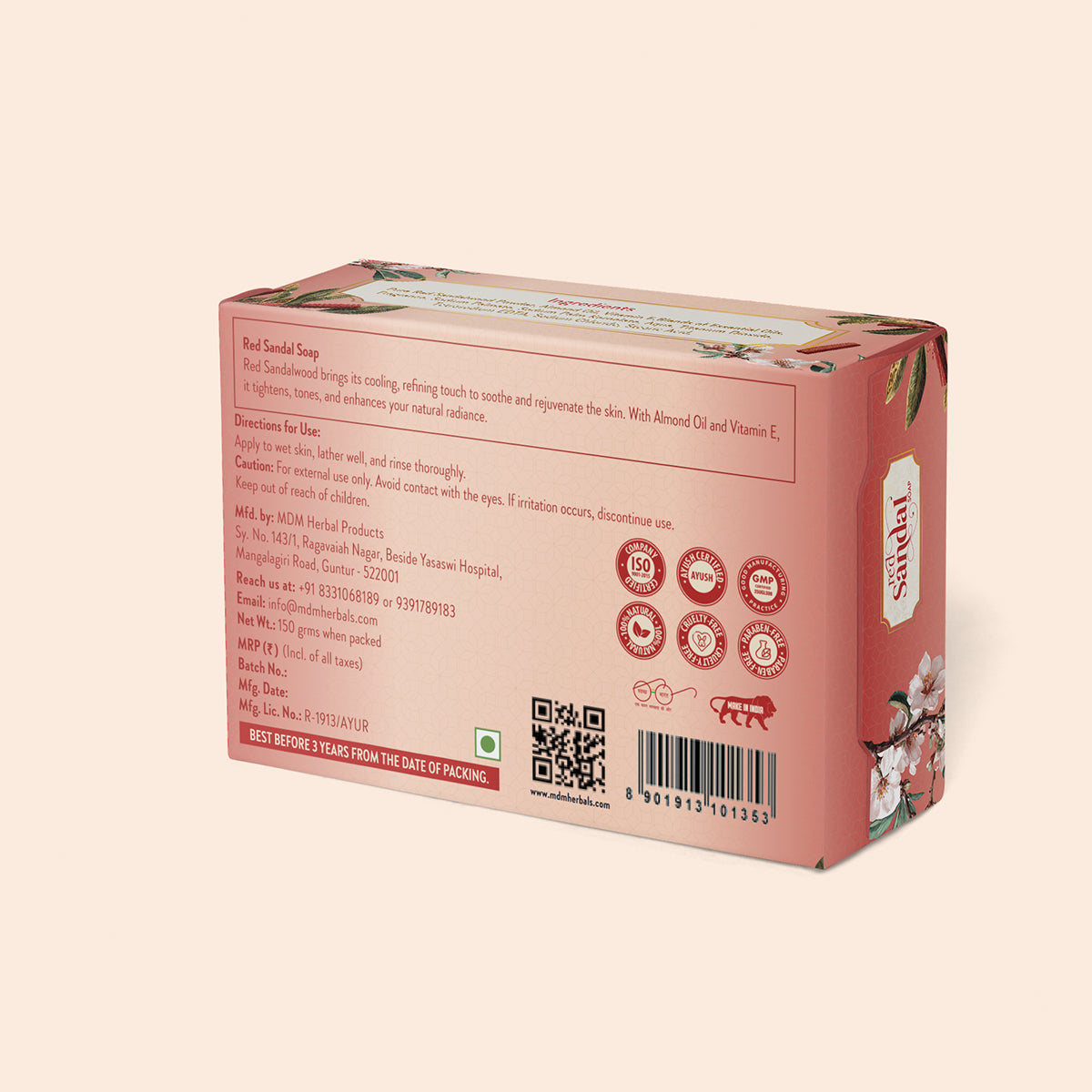Red Sandal Natural Herbal Beauty Soap